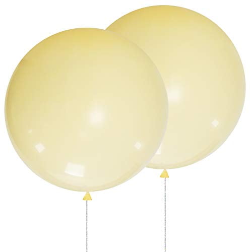 AZOWA 36 Inch Big Round Latex Balloons ( Yellow, 5 Pack )