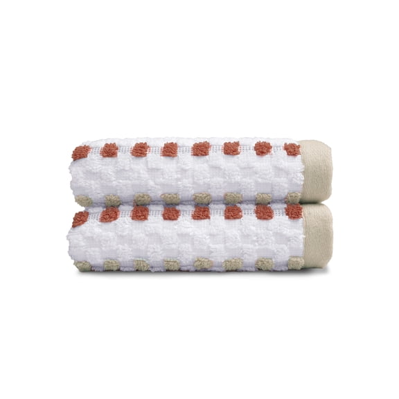 Mainstays Performance 2-Pack Hand Towel Set, Terracotta Dot