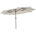 thumbnail image 2 of Costway 15FT Twin Patio Double-Sided Umbrella 48 Solar LED Lights Crank Outdoor Beige, 2 of 10
