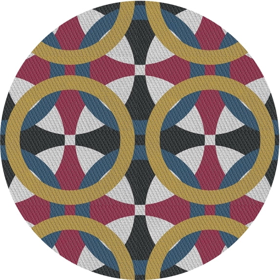 Ahgly Company Indoor Round Patterned Purple Novelty Area Rugs, 3' Round