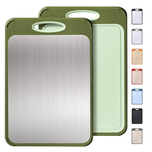 Tabla de cortar Socisen 2 en 1 de acero inoxidable con mango