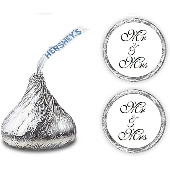 216 Mr & Mrs Hershey Kiss Wedding Stickers, Chocolate Drops Labels Stickers For Weddings, Bridal Shower Engagement Party Decorations, Favors Decor for Kisses, Envelope Sealer