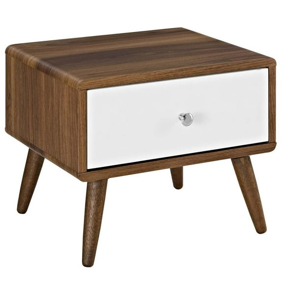 Modway Transmit Nightstand in Walnut White