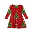 thumbnail image 3 of LTTVQM Dresses for Girls Christmas Print Cute Long Sleeve Xmas Dresses Loose Fit Crew Neck Midi Dresses Fashion Clothes Light Green 4-5 Years, 3 of 4