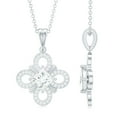 thumbnail image 3 of Rosec Jewels Lab Diamond Floral Pendant Necklace - Vintage Inspired Wedding Necklace (EF-VS Grade), 925 Sterling Silver, 3 of 7