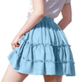 thumbnail image 6 of CBASIHI Girls Ruffle Tiered Cotton Skirt​s- A-Line Summer Elastic Drawstring Waist Casual Flowy Kids Pleatd Mini Skirts Blue Size 12-13 Years, 6 of 7