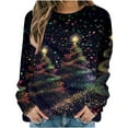 thumbnail image 2 of Craaazy Women's Christmas Tops Christmas Print Crewneck Long Sleeve Xmas Funny Shirts Gifts, 2 of 5