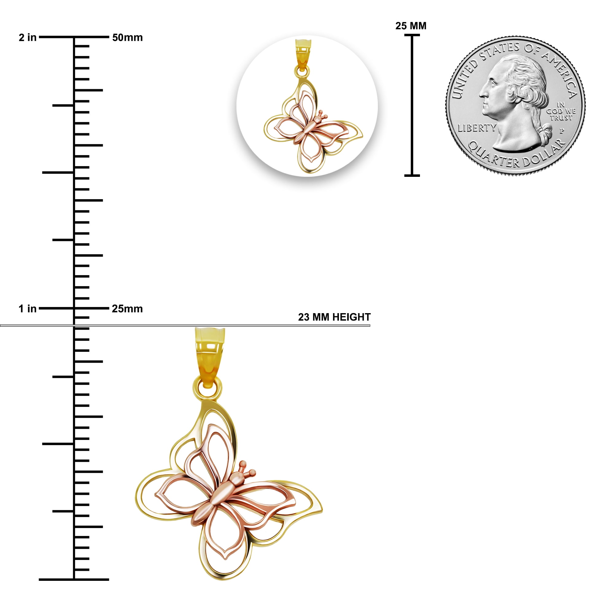 Gold Butterfly Charm Pendant - 10 Karat Gold - Butterfly Jewelry - Animal Charm