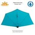 thumbnail image 3 of C-Hopetree 9 ft Half Round Outdoor Patio Market Wall Umbrella with Solar LED Lights and Tilt, Aqua Blue, 3 of 8
