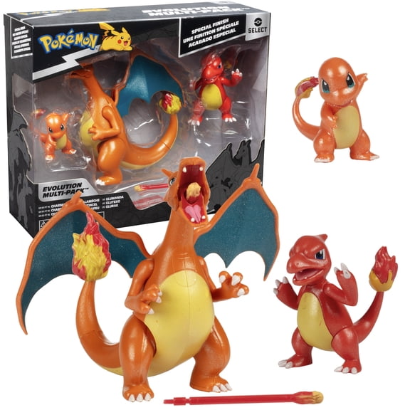 Pokemon Select Evolution Pack Collectible Charmander Action Figure, Plastic Multicolor, (3Pack)