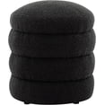 thumbnail image 3 of Modern Round Ottoman, Soft Bedroom Ottoman Footstool Round Ottomans Stool for Living Room, Bedroom, Makeup Room, Black, Boucle, 3 of 10