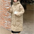 thumbnail image 6 of HTNBO Women's Winter Long Puffer Coats Hooded Zip Up Casual Thickened Down Jackets Trendy Warm Clothes Outerwear, 6 of 8