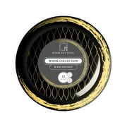32-Piece Disposable Dinnerware Set - Gold and Black Round Plastic Party Plates - 16 Servings Fancy Plastic Dishes - Elegant Plate Sets for Dinner Parties, Wedding, Thanksgiving – Posh Setting…