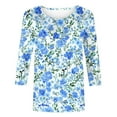 thumbnail image 4 of VBTAPA Womens 3/4 Sleeve Tops Dressy Casual Crew Neck T Shirts Trendy Cute Floral Print Blouses Work Blouse Tees Multicolor XXXXL, 4 of 6