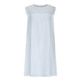 thumbnail image 4 of ITSAME Women's Mini Dress, Lace Hollow Up Cotton Linen Sleeveless Summer Casual Beach Flare Dresses White L, 4 of 7