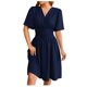 thumbnail image 1 of Vestido de mujer con cuello en V y mangas acampanadas - Color liso - Ajuste a la cintura - Vestido informal/de fiesta de poliéster - Para todas las estaciones, 1 of 5