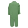 thumbnail image 4 of QIYAGBSA 2 Piece Sets for Women with 3/4 Sleeve Notched Neck Top and Bermuda Shorts Relaxed Fit Summer Vacation Outfit (Green XL), 4 of 4