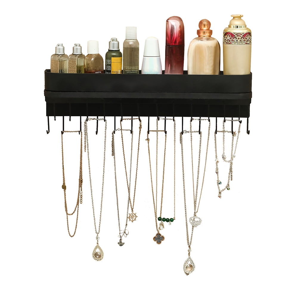 Kepooman Jewelry Organizer, Wall Mounted Rotating Jewelry Holder Hanging Storage Display With 25 Hooks for Necklaces Bracelet Earring Ring, Black Kepooman Jewelry Organizer, Wall Mounted Rotating Jewelry Holder Hanging Storage Display With 25 Hooks for Necklaces Bracelet Earring Ring, Black