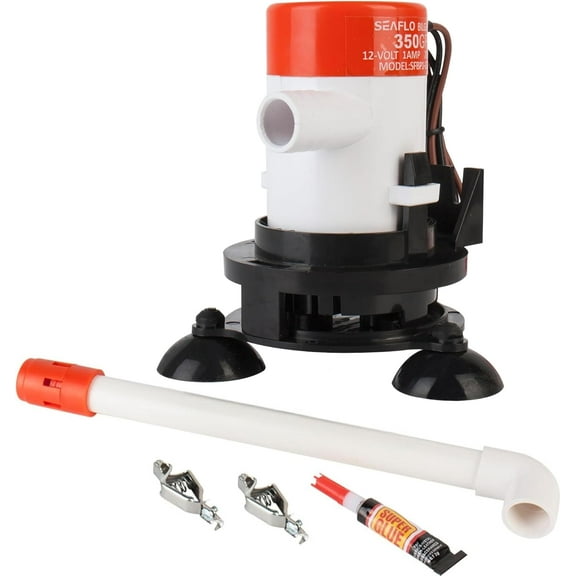 SEAFLO 09 Series Portable Livewell Aeration Pump Kit - 12V, 350 GPH, Submersible, Adjustable Spray Head, Quiet Operation, Corrosion-Resistant, Fresh/Saltwater Use, CE & RoHS Certified