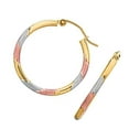 thumbnail image 2 of Jewelstop 14K 3 Tone Gold Twisted Round Hoop Earrings - 2x15 mm, 1.2gr., 2 of 6