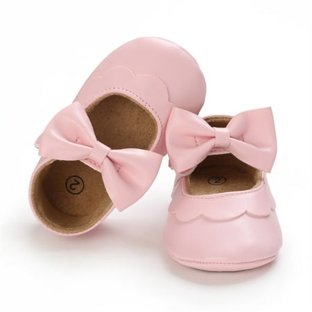 Loliuicca Baby Girls Mary Jane Flats Elegant Bowknot Dress Shoes Crib Shoes