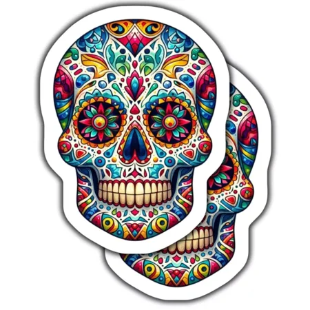 Colorful Skull Stickers, Day Of The Dead Stickers, Sugar Skull Vinyl Stickindle Sticker, Stickers For Tablet, College Gift, Scrapbook Stickers, Gratitude Stickers, Quote Stickers