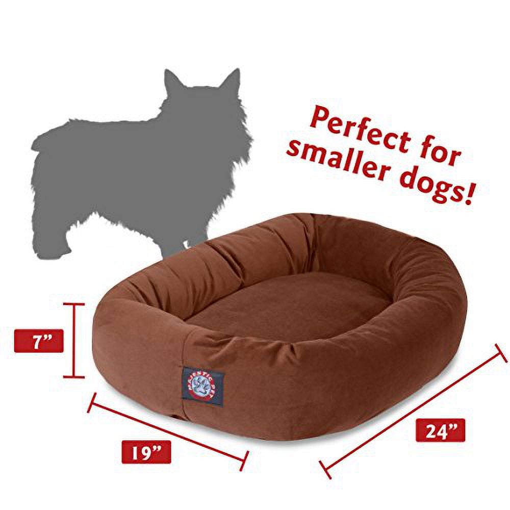 Majestic Pet Faux Suede Bagel Pet Bed for Dogs, Calming Dog Bed Washable, Small, Rust