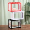 thumbnail image 3 of Acuario Pequeño de Plástico Modular para Peces Betta, Diseño Creativo y Compacto, Color Rojo Brillante, 3 of 6