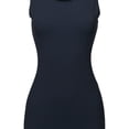thumbnail image 4 of A2Y Women's Solid Fitted Classic Sleeveless Premium Cotton Midi Dress Midnight Navy S, 4 of 5