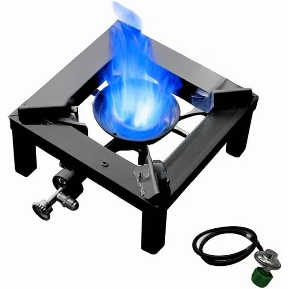 Portable Single Propane Burner Angle Iron, 4Ft Hose, for Outdoor Cooking