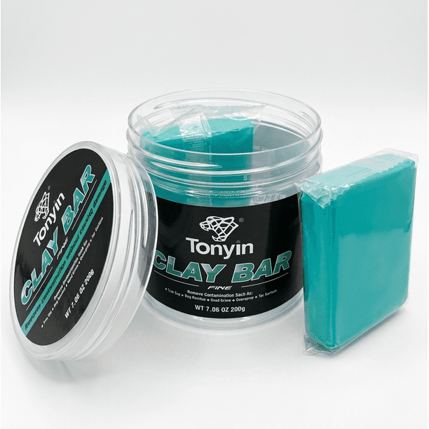 Tonyin Clay Bar Fine Verde | Plastilina Descontaminante Suave para Auto | Limpieza Profunda sin Rayar, Preparación para Cera y Coating