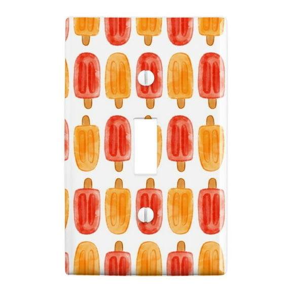 Watercolor Summer Popsicle Pattern Plastic Wall Decor Toggle Light Switch Plate Cover