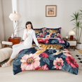 thumbnail image 4 of Feelyou Wildlife Tiger Queen Comforter Set for Kid, Vintage Groovy Flower Bedding Sets, Jungle Animal Reversible Bedding Comforter Set, Ultra Soft Home Decor, 3pcs, 4 of 8