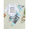 thumbnail image 2 of Mialoley Infant Baby Cowboy Clothes Set, Long Sleeve Letter Print Romper + Animal Pattern Pants + Hat, 2 of 8