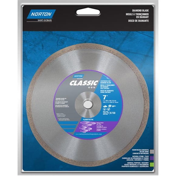 Saint Gobain-Norton Abrasives 02788 7 in. Dry or Wet Cutting Continuous Rim Saw Blade