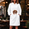 thumbnail image 2 of LWFFDAW Long Pet Pouch Hoodie Dress for Women with Dog Carrier Pockets Oversized Hoodie Fall Winter Loose Casual Hooded Sweatshirt Dress, 2 of 10