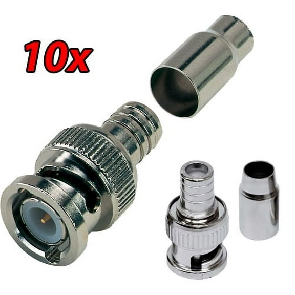 Evertech 10 Pcs Crimp On BNC Security Camera Video Connector for RG59 Coax Coaxial Plug Ends CCTV