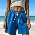 thumbnail image 5 of ZHYou Sweat Shorts for Women Soft Drawstring Loose Elastic Waist High Rise Knee Length Casual Summer Shorts,Blue,Size XL, 5 of 5