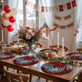 thumbnail image 5 of Red White Round 13 Inch Placemats Set of 4, Abstract Black Chrysanthemum Flower Floral HeatResistant Non Slip Place Mats for Dining Table, Wipeable Braided Kitchen Table Mats for Housewarming, 5 of 9