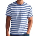 thumbnail image 3 of Yifymode Men's Horizontal Stripe Crew Neck Short Sleeve T-Shirt, Classic Fit Soft Fabric Casual Top Blue 2XL, 3 of 4