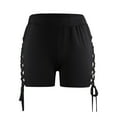 thumbnail image 4 of Women High Waisted Drawstring Swim Shorts Ruched Tummy Control Swimsuit Bottoms, 4 of 6