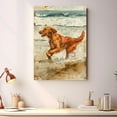 thumbnail image 4 of Funny Dog on Beach Canvas Wall Art, Irish Setter Dog Picture Ocean Artwork for Bathroom Bedroom Living Room, Art Decor 8x12 Inches, 4 of 6