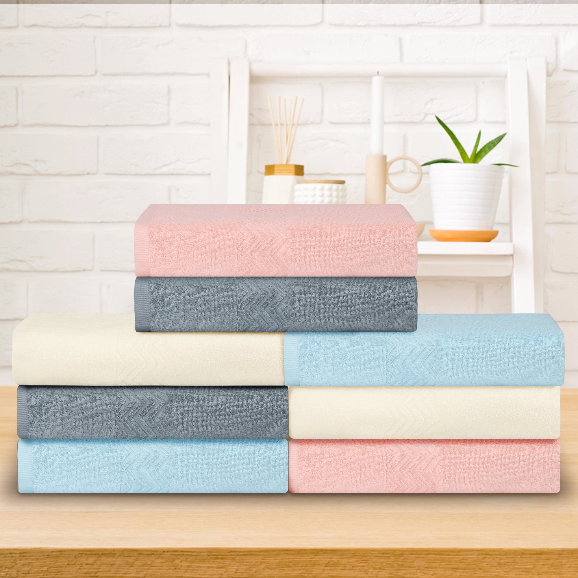 Unique Bargains Textured Comfort Bath Towels Quick Dry Large Plush Towels for Bathroom Pink 28" x 56"