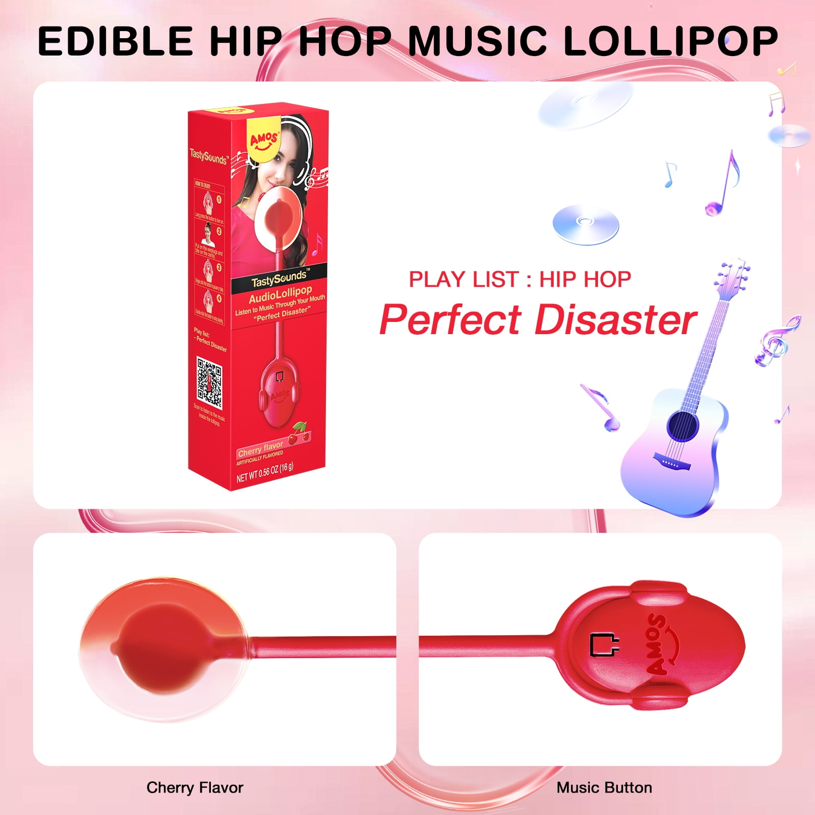 AMOS Music Lollipop Suckers Lollipop Fat Free Singing Lollipop, Creative Gift Party