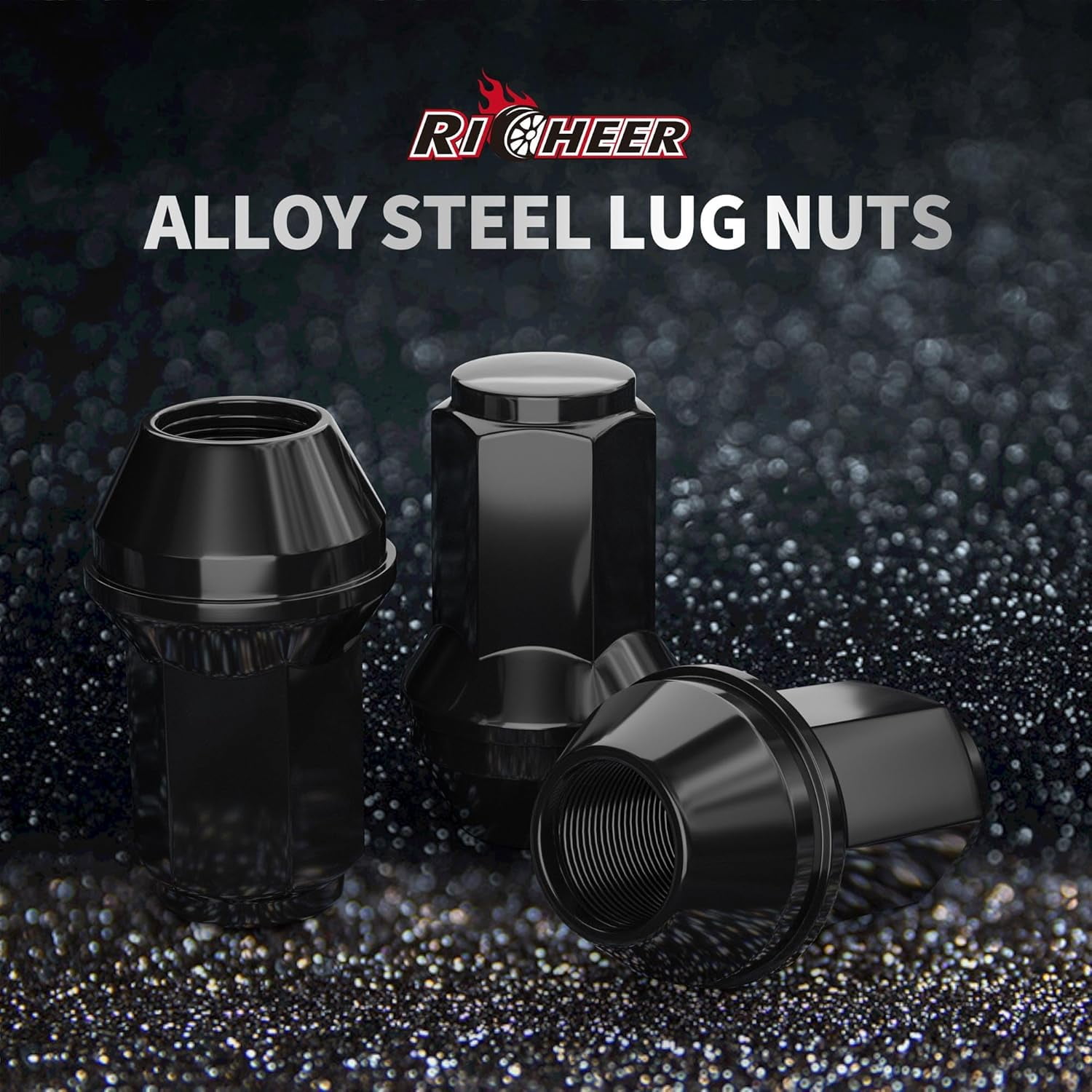 Richeer 24pcs M14x2 OEM Factory Style Lug Nuts for 2004-2014 F150 Expedition Lincoln Navigator One-Piece Large Acorn Seat Black Wheel Lug Nuts, 13/16” (21mm) Hex Replacement OE 4L3Z1012A 7L1Z1012A