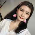 thumbnail image 3 of Christmas Drop Earrings Pom Pom Knit Hat Hook Dangle Earrings Clip on Earrings, 3 of 10