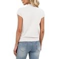 thumbnail image 5 of WIHOLL Womens Short Sleeve Sweater Mock Neck Summer Top Dressy Casual Basic Knit Pullover Shirt White Tops, 5 of 8
