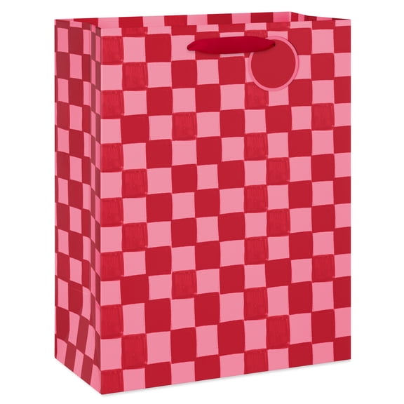 American Greetings 12.75 in. Valentine's Day Large Gift Bag with Gift Tag, Checkered Pattern (1-Count)