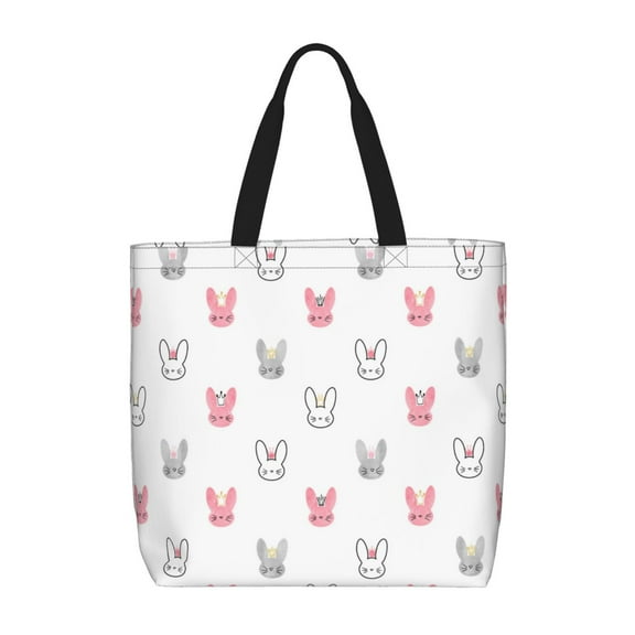Rocae Girl Rabbit for Features A Uniquely Designed,Large-capacity,Reusable Shoulder Zip Tote Shopping Bag for Vacations and Shopping