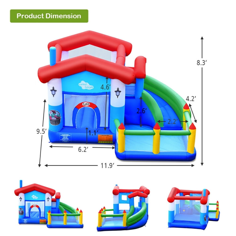 Aimee Lii Kids Inflatable Bounce Slide Castle Ball Pit without Blower, Kids Bounce House for 5-10